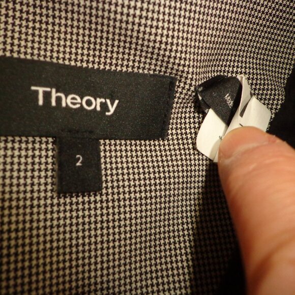 Theory Sleeveless Fitted Dress Size 2 Fully Lined Black/White Mini Houndstooth - Picture 11 of 12